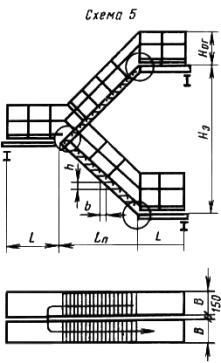 ГОСТ 23120-78 Компоновочная схема маршевых лестниц № 5